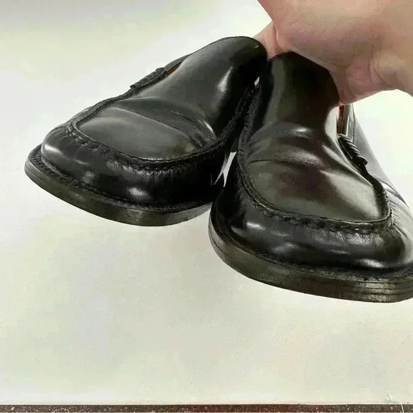 Bally raton mens dress shoes size 12 black Italian leather slip on loafers